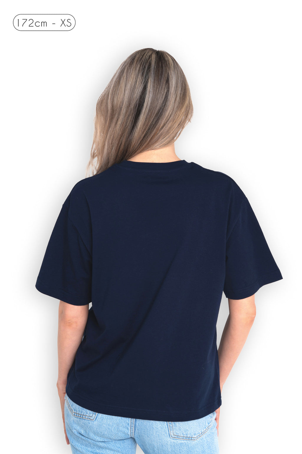 Vue arrière du t-shirt Dolce Vita bleu marine - style minimaliste premium